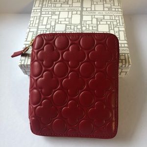 Comme des Garcons Leather Embossed Wallet, Red